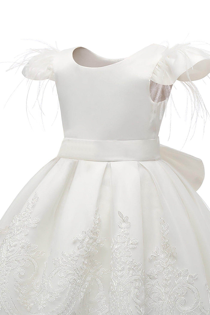 A-Line High-Low Tulle Lace Flower Girl Dress CF0313 - COCOMELODY