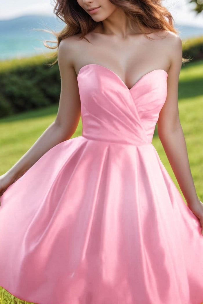 A-Line Knee Length Satin Homecoming Dresses CS0518 - COCOMELODY