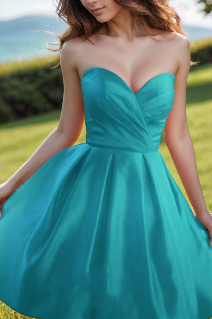 A-Line Knee Length Satin Homecoming Dresses CS0518 - COCOMELODY