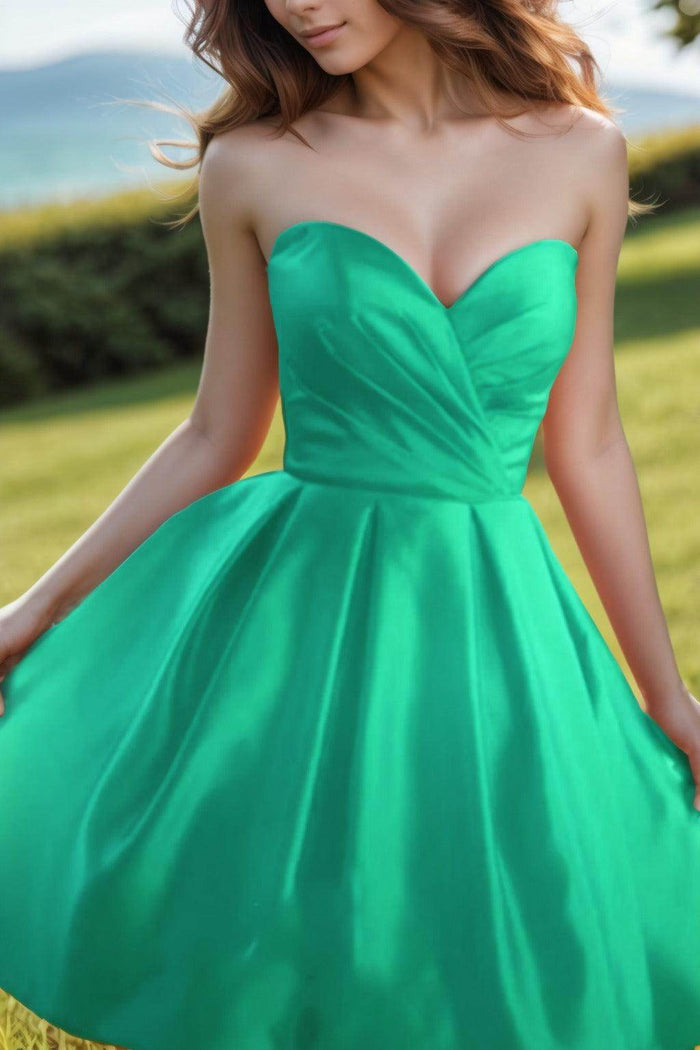 A-Line Knee Length Satin Homecoming Dresses CS0518 - COCOMELODY