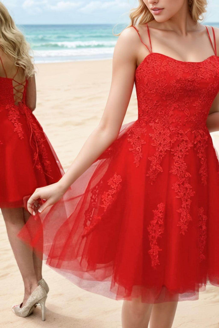 A-Line Knee Length Tulle Homecoming Dresses CS0521 - COCOMELODY