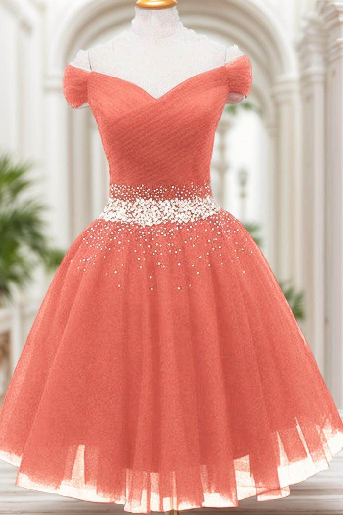 A-Line Knee Length Tulle Homecoming Dresses CS0524 - COCOMELODY