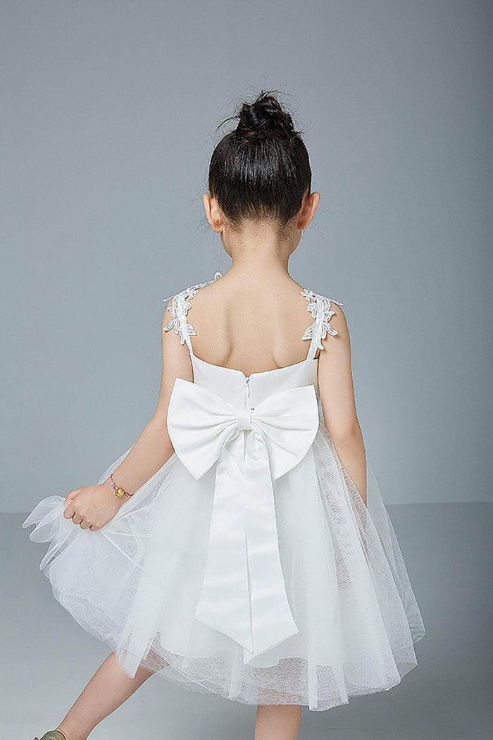 A-Line Knee Length Tulle Lace Flower Girl Dress CF0265 - COCOMELODY