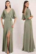 A-Line Maxi Chiffon Bridesmaid Dress 818808852375 - COCOMELODY