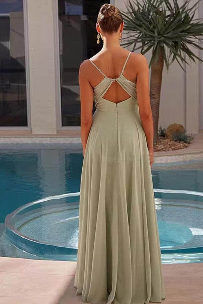 A-Line Maxi Chiffon Bridesmaid Dress 837521191592 - COCOMELODY