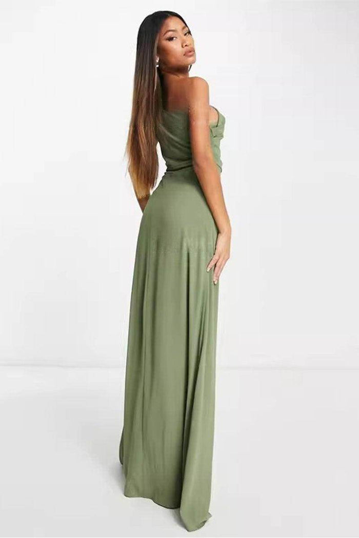 A-Line Maxi Chiffon Bridesmaid Dress 837521191592 - COCOMELODY