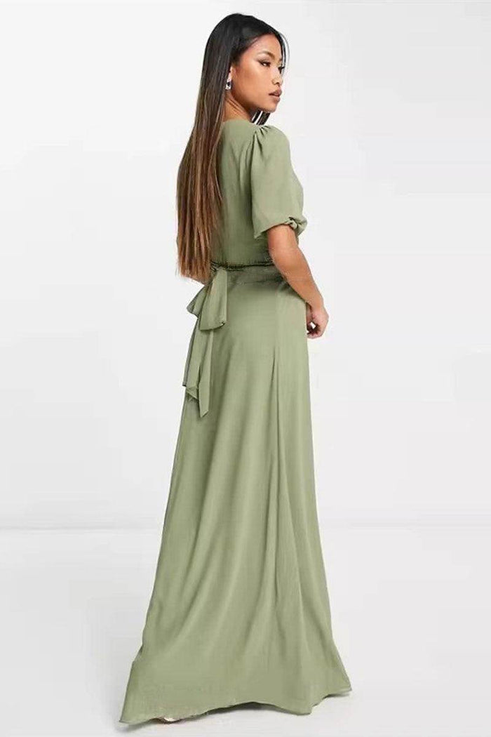 A-Line Maxi Chiffon Bridesmaid Dress 837521191592 - COCOMELODY