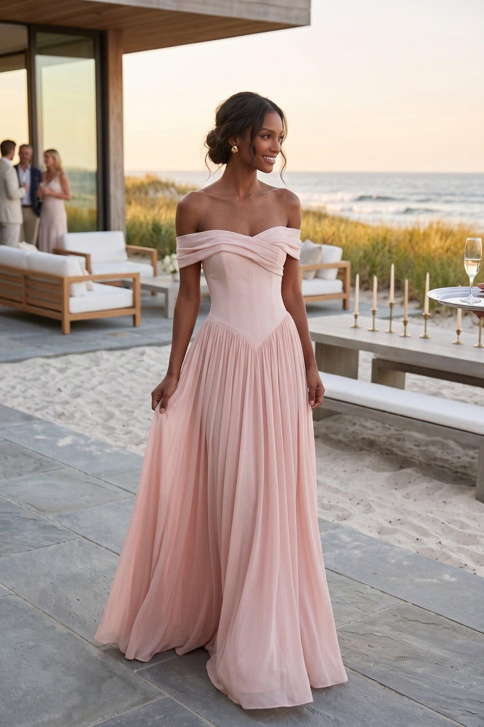 A-Line Maxi Chiffon Bridesmaid Dress CG0345BM