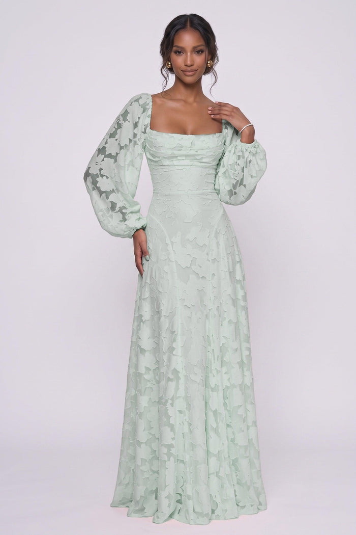 A-Line Maxi Chiffon Burnout Bridesmaid Dress CG0340BM