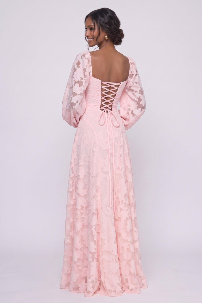A-Line Maxi Chiffon Burnout Bridesmaid Dress CG0340BM