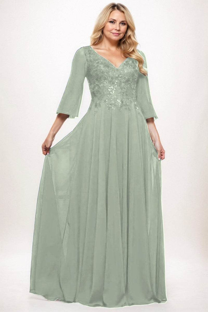 A-Line Maxi Chiffon Mother Dress CM0254 - COCOMELODY