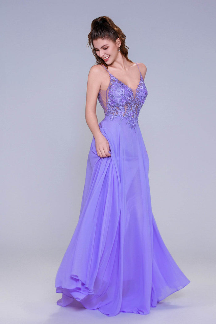 A-Line Maxi Chiffon Prom Dress CS1043 - COCOMELODY