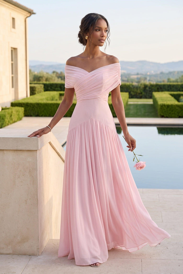 A-Line Maxi Chiffon Wedding Guest Dress CG0341