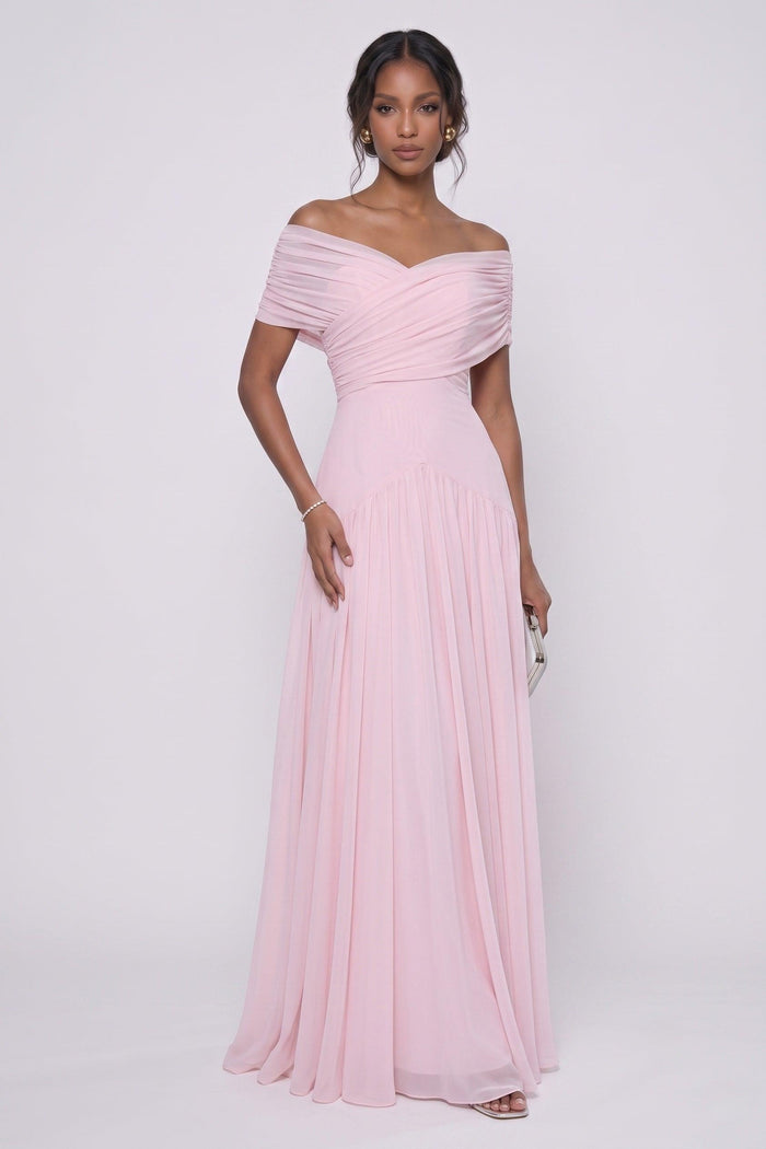 A-Line Maxi Chiffon Wedding Guest Dress CG0341