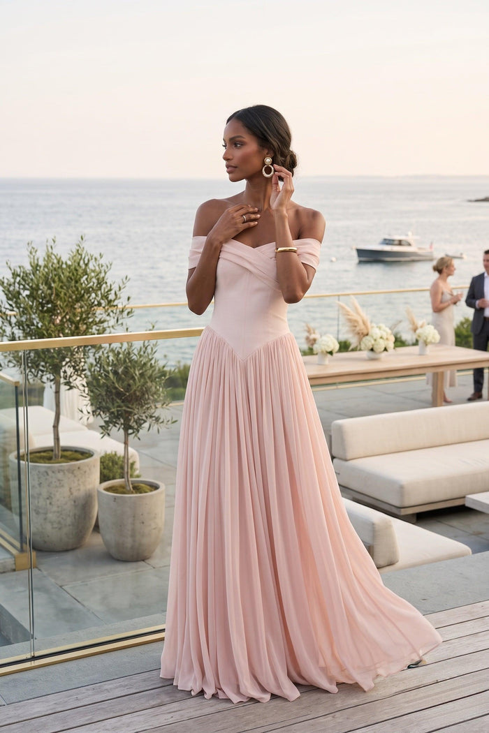 A-Line Maxi Chiffon Wedding Guest Dress CG0345