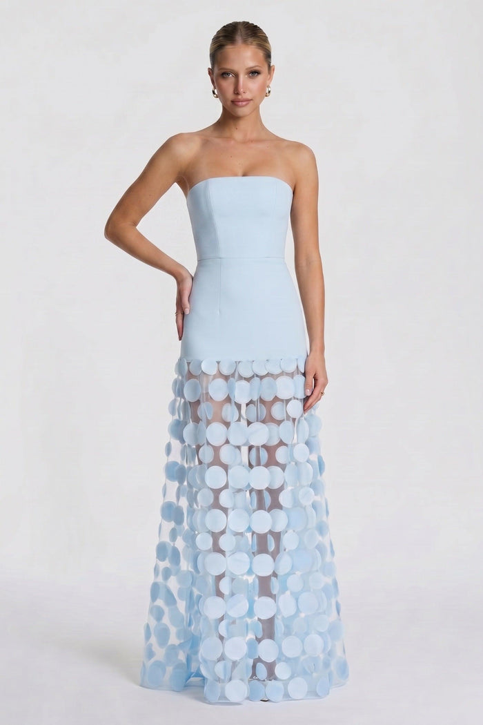 A-Line Maxi Elastic Cloth Tulle Wedding Guest Dress CG0325
