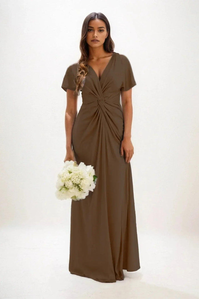 A-Line Maxi Luxe Satin Dress CB0838CS - COCOMELODY