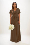 A-Line Maxi Luxe Satin Dress CB0838CS - COCOMELODY