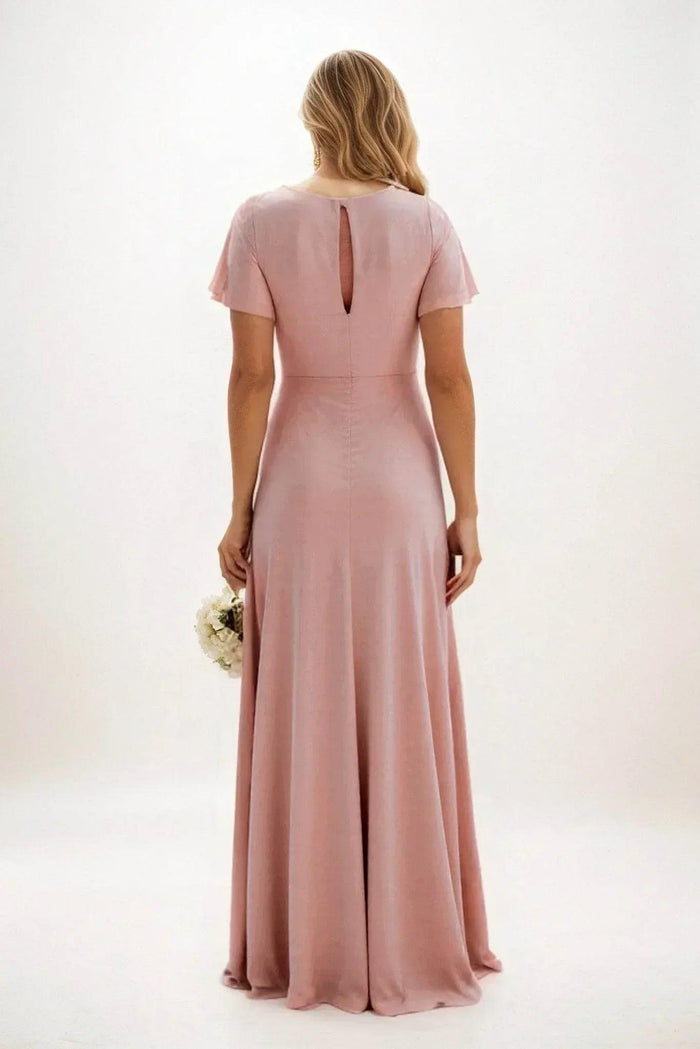 A-Line Maxi Luxe Satin Dress CB0838CS - COCOMELODY