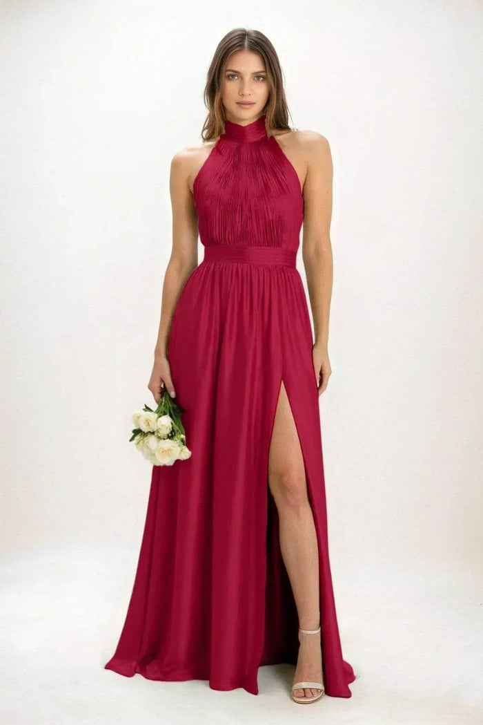 A-Line Maxi Luxe Satin Dress CB0852CS - COCOMELODY