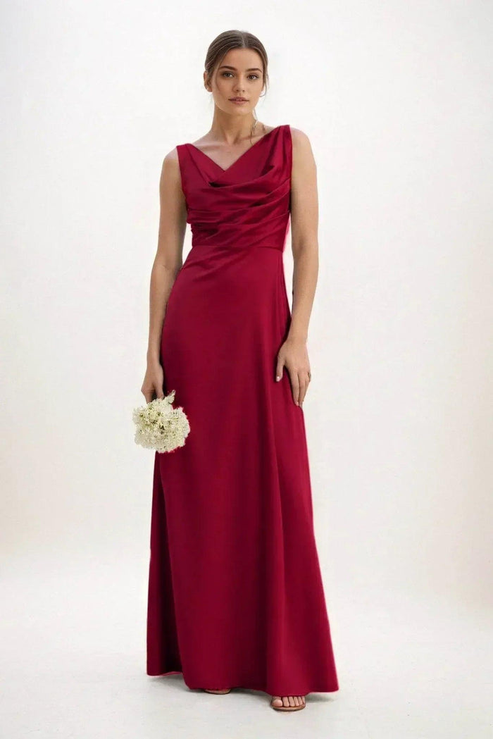 A-Line Maxi Luxe Satin Dress CB0853CS - COCOMELODY