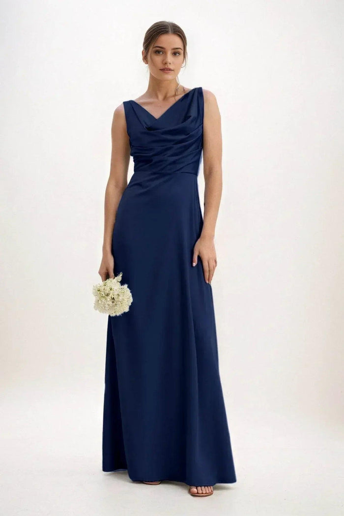 A-Line Maxi Luxe Satin Dress CB0853CS - COCOMELODY