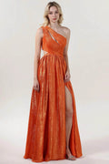 A-Line Maxi Metallic Formal Dress CS0642 - COCOMELODY