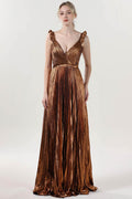 A-Line Maxi Metallic Formal Dress CS0655 - COCOMELODY