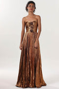 A-Line Maxi Metallic Formal Dress CS0656CR - COCOMELODY