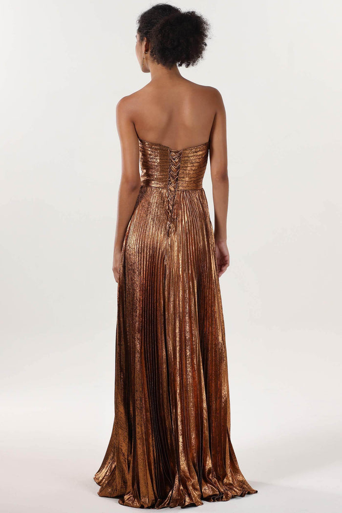 A-Line Maxi Metallic Formal Dress CS0656CR - COCOMELODY