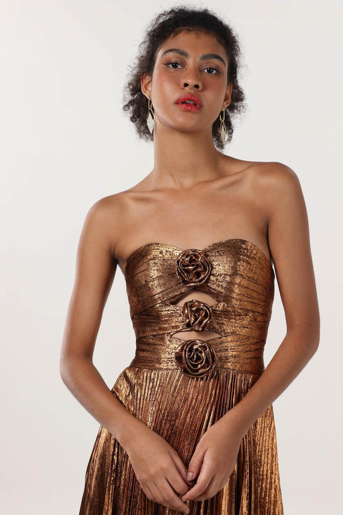 A-Line Maxi Metallic Formal Dress CS0656CR - COCOMELODY