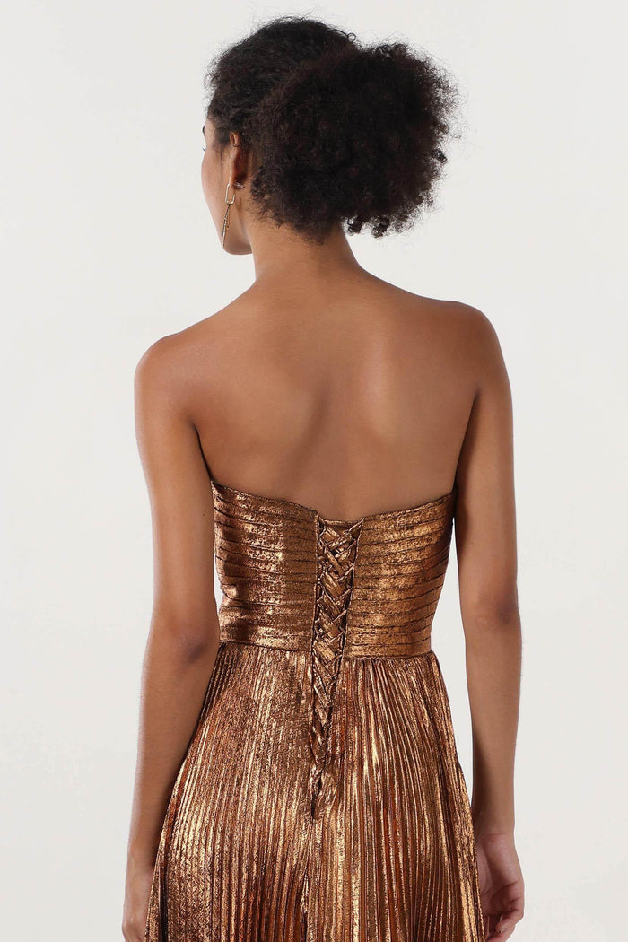 A-Line Maxi Metallic Formal Dress CS0656CR - COCOMELODY