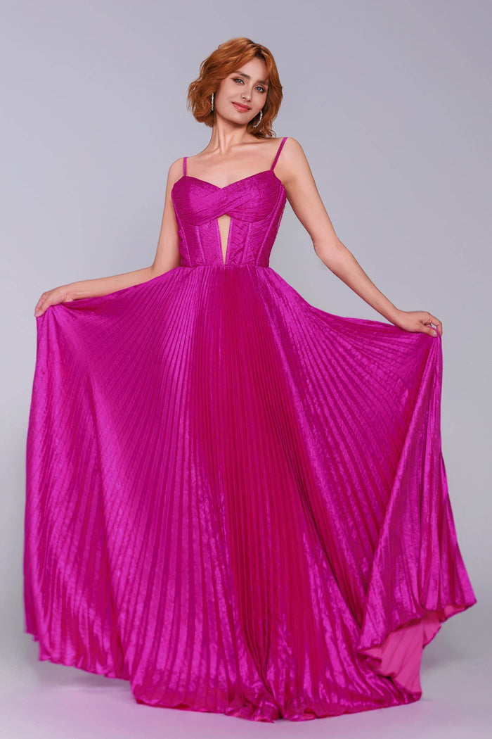 A-Line Maxi Metallic Prom Dress CS0963 - COCOMELODY