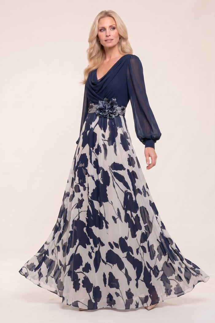 A-Line Maxi Printed Chiffon Mother of the Bride Dress CM0442