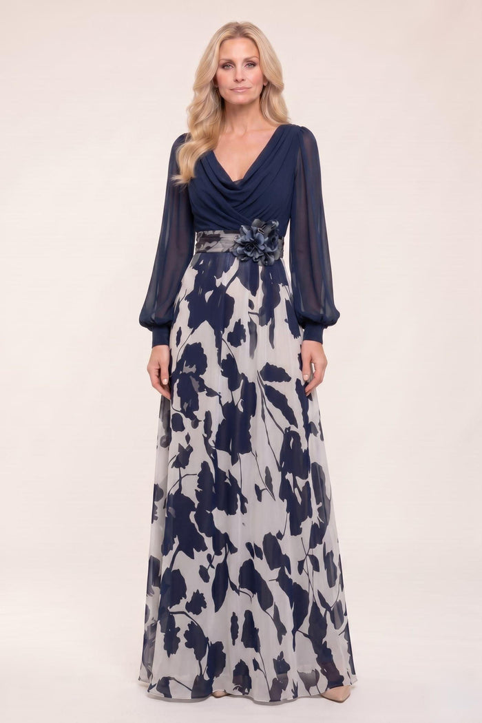 A-Line Maxi Printed Chiffon Mother of the Bride Dress CM0442