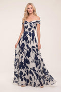 A-Line Maxi Printed Chiffon Mother of the Bride Dress CM0443