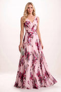 A-Line Maxi Printed Chiffon Mother of the Bride Dress CM0448