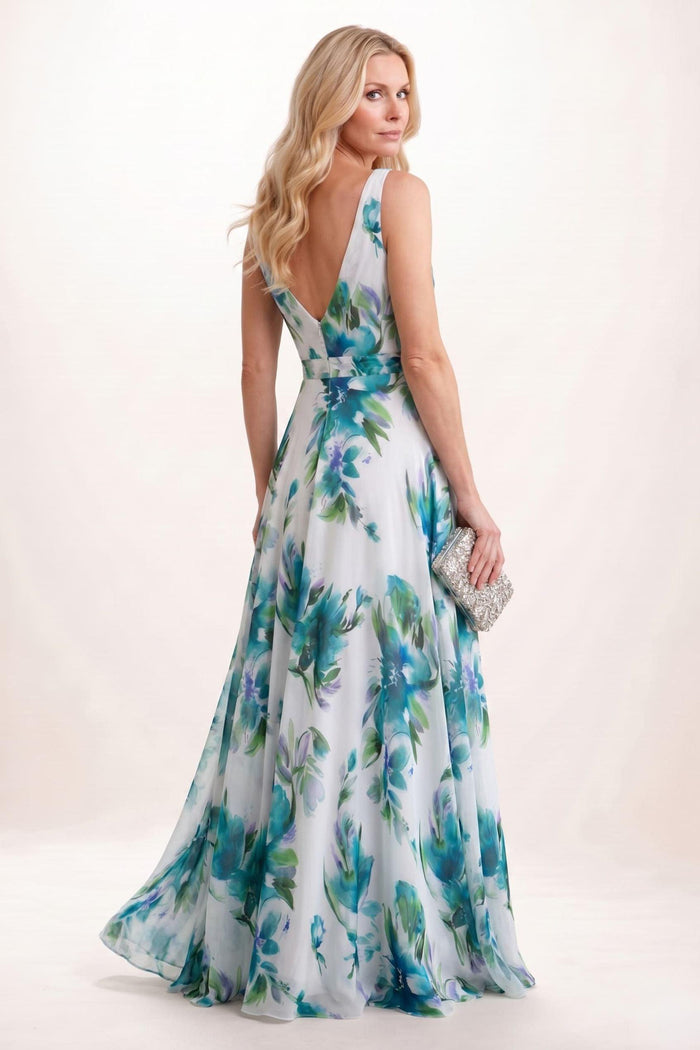 A-Line Maxi Printed Chiffon Mother of the Bride Dress CM0448