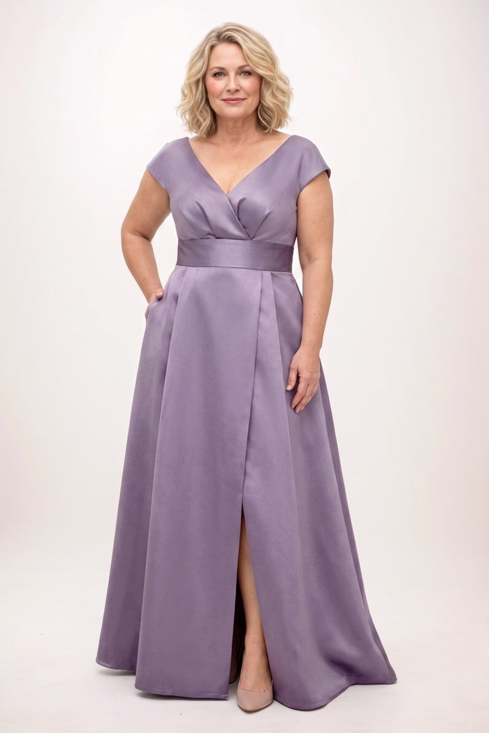 A-Line Maxi Satin Mother of the Bride Dresses CM0408