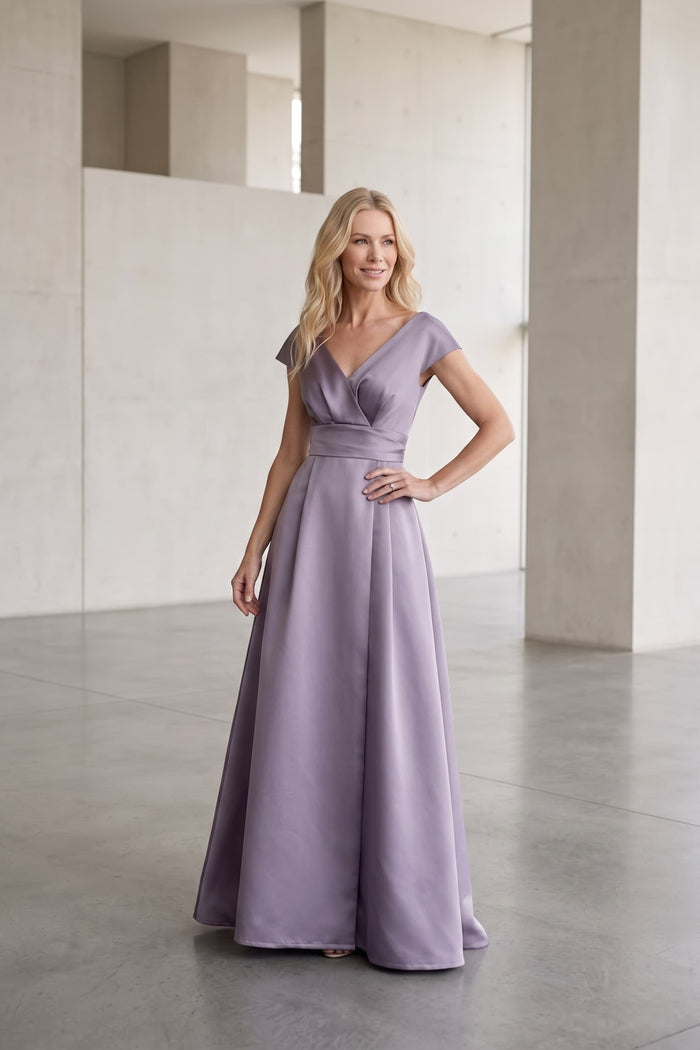 A-Line Maxi Satin Mother of the Bride Dresses CM0408