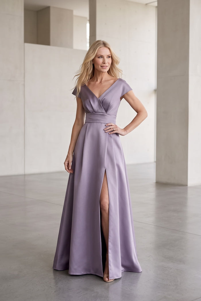 A-Line Maxi Satin Mother of the Bride Dresses CM0408