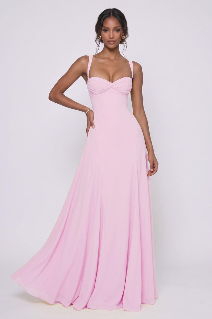 A-Line Maxi Stretch Chiffon Bridesmaid Dress CG0336BM