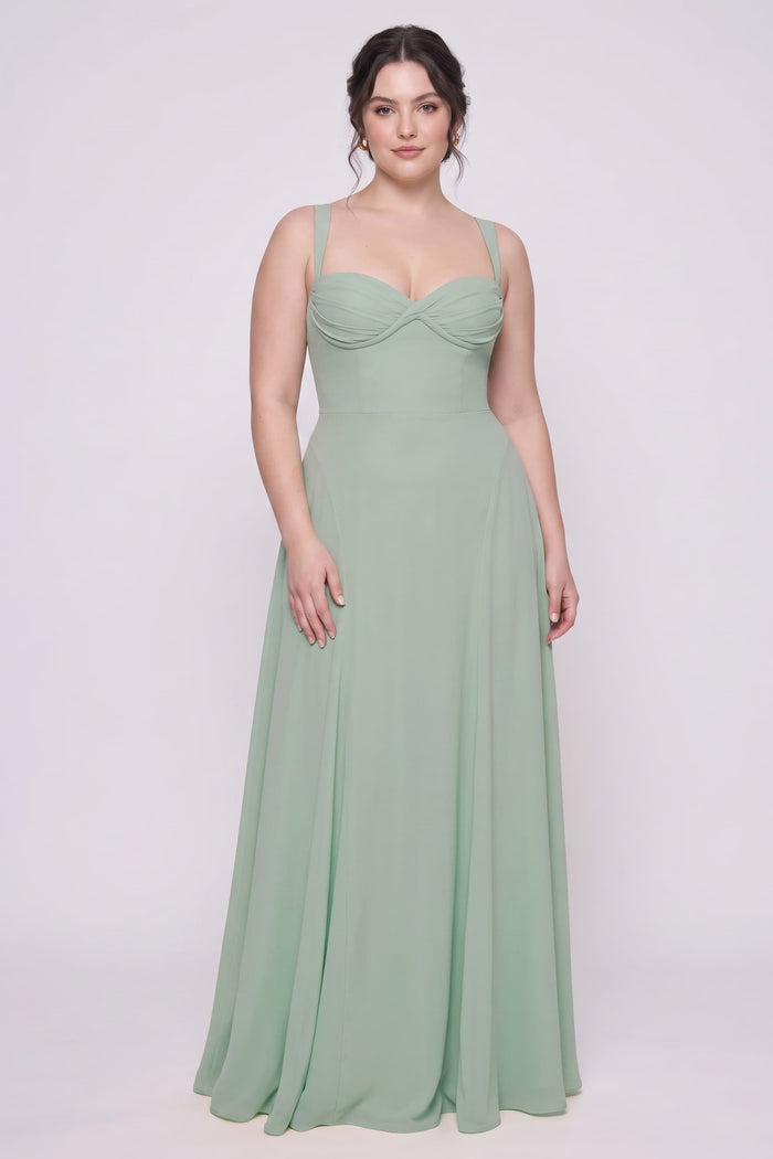 A-Line Maxi Stretch Chiffon Bridesmaid Dress CG0336BM