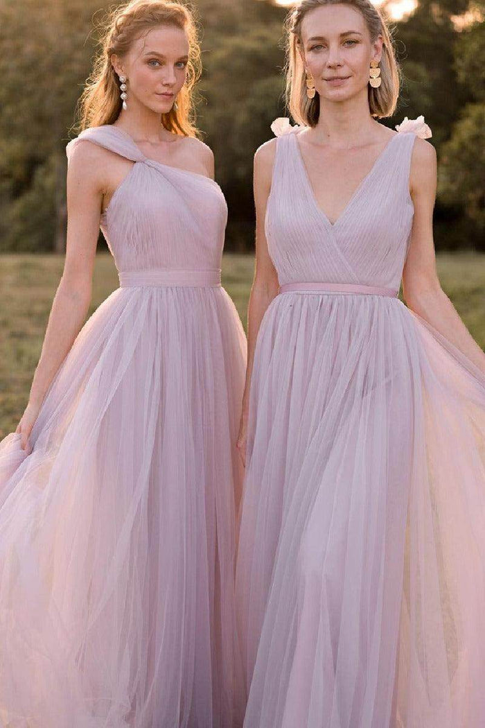 A-Line Maxi Tulle Bridesmaid Dress 775779850239 - COCOMELODY