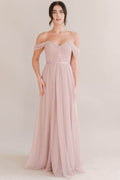 A-Line Maxi Tulle Bridesmaid Dress 775779850239 - COCOMELODY