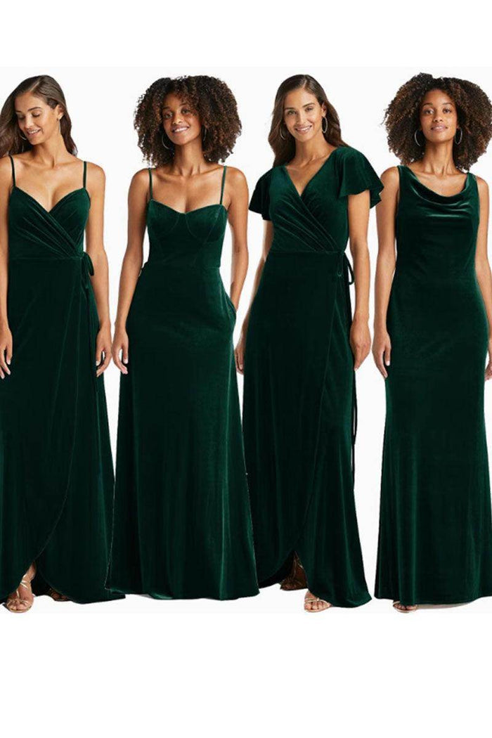 A-Line Maxi Velvet Bridesmaid Dress 632358899575 - COCOMELODY