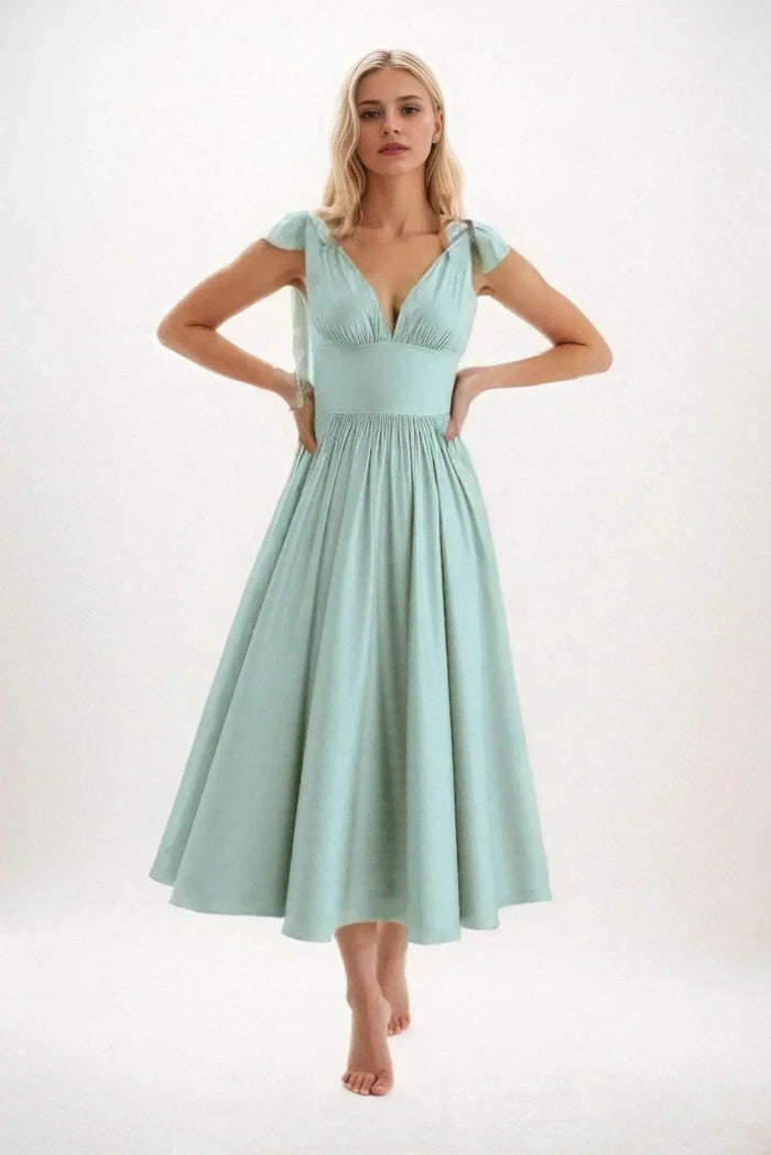 A-Line Midi Luxe Satin Dress CB0832CS - COCOMELODY