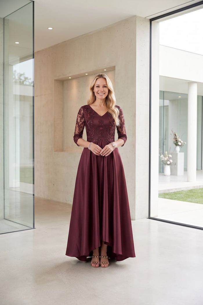 A-Line Midi Satin Mother Dress CM0263