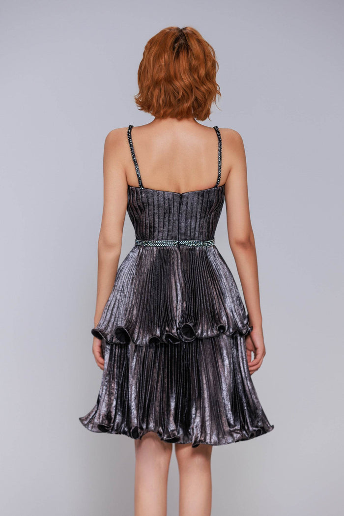 A-Line Mini Metallic Homecoming Dress CS0968 - COCOMELODY