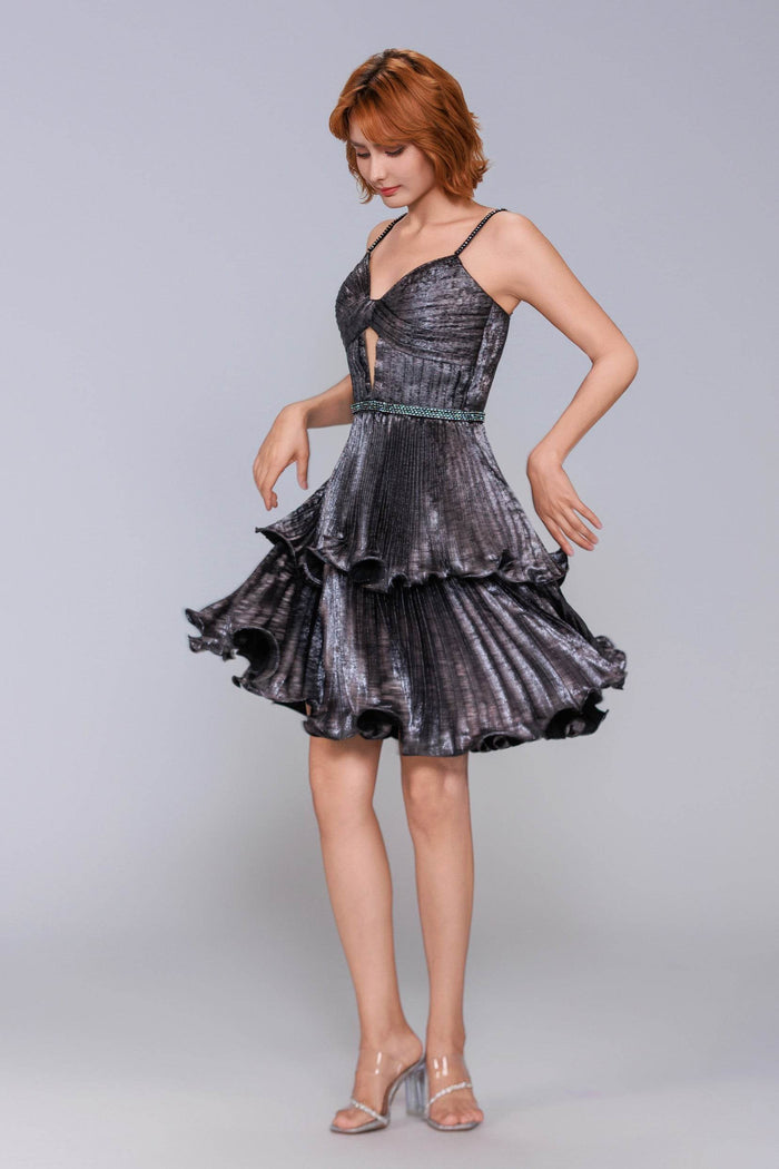 A-Line Mini Metallic Homecoming Dress CS0968 - COCOMELODY